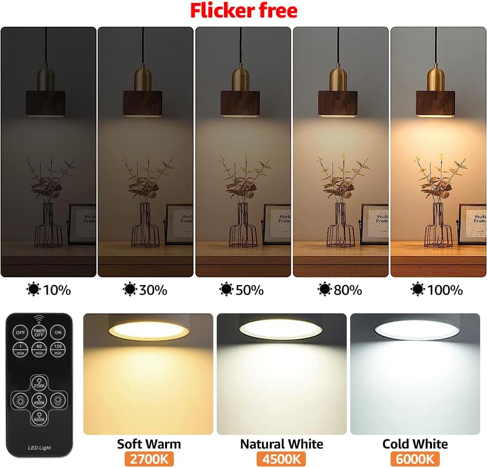 BLUEYE Rechargeable Light Bulbs,7W,Remote Control,Soft Warm 2700K-6000K,50W Equiv.,450Lumens,Flicker-free,E26 Detachable Charging(E12 available),Battery Operated Emergency Lamp for Non-Hardwired,1Pack