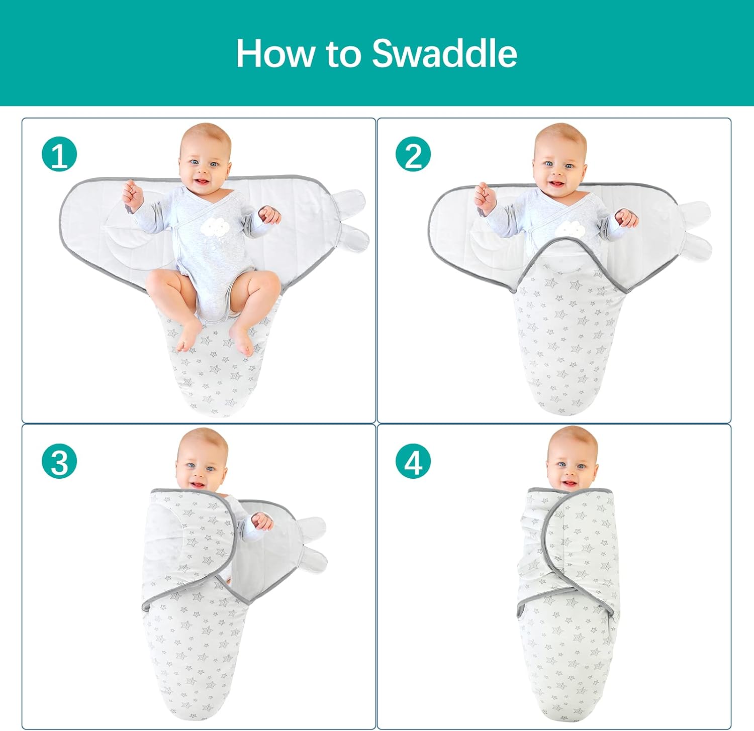 Biloban Quilted Baby Swaddles 0-3 Months 2 Pack, Warm Quilted Baby Swaddle, Newborn Swaddle