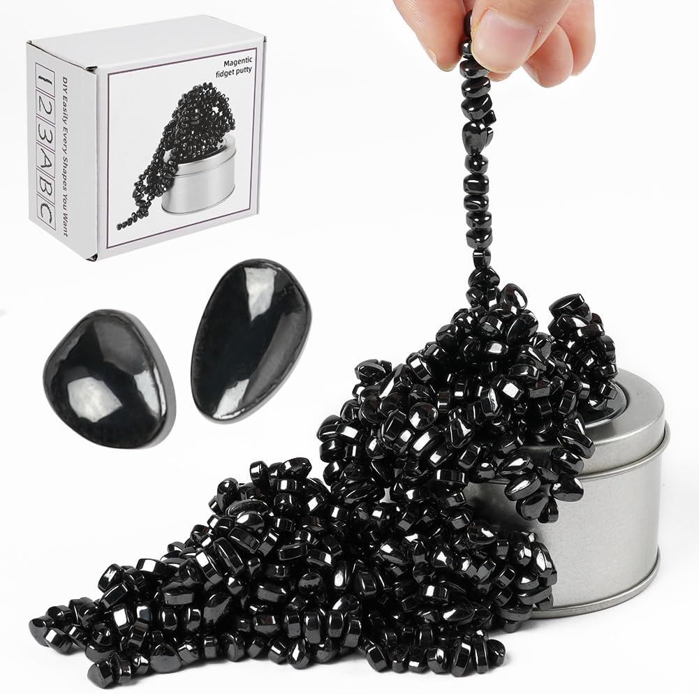Magnetic Balls, Ferrite Putty, Over 550 PCS Ferrite Magnetic Putty Sensory Toys, Fidget Toys for Adults, Desk Magnetic Beads Desk Toys for Office Stress/Anxiety Relief with Box (Black)