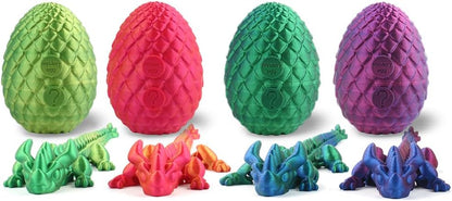 STONESTAR 3D Printed Dragon Fidget Toys, 12" Full Articulated Dragon in Mystery Egg, Home Office Decor Executive Desk Toys Xmas/Easter Gift for Dragon Lovers (Laser Green)