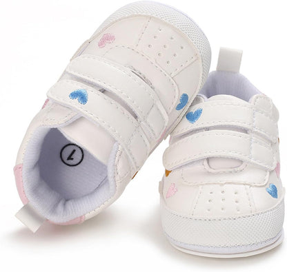 SOFMUO Baby Boys Girls High Top Ankle PU Leather Sneakers Soft Rubber Sole Infant Moccasins Newborn Oxford Loafers Anti-Slip Toddler Wedding Uniform Dress Shoes