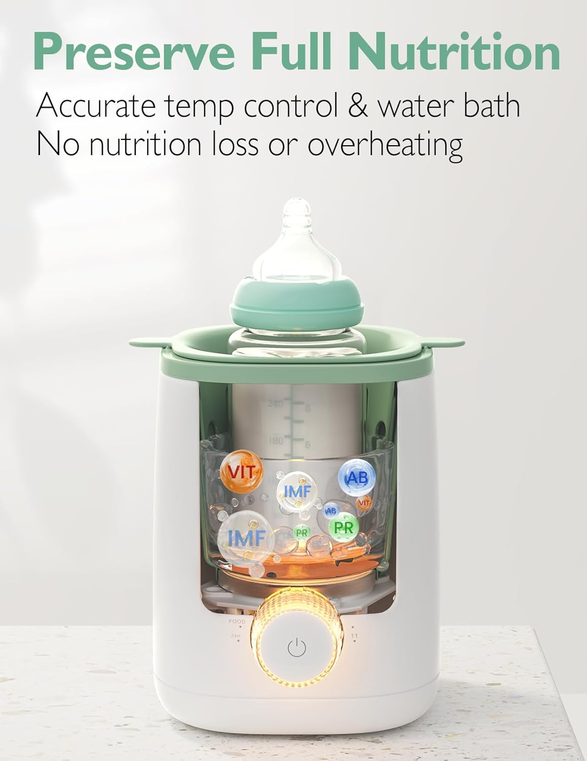 Momcozy Retain Nutrients Bottle Warmer, 9-in-1 Baby Bottle Warmer with Night Light, Accurate