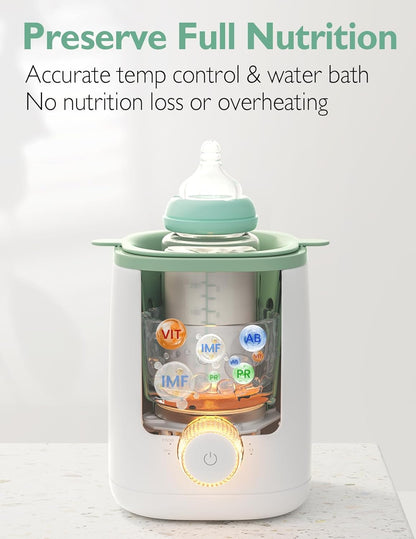 Momcozy Retain Nutrients Bottle Warmer, 9-in-1 Baby Bottle Warmer with Night Light, Accurate