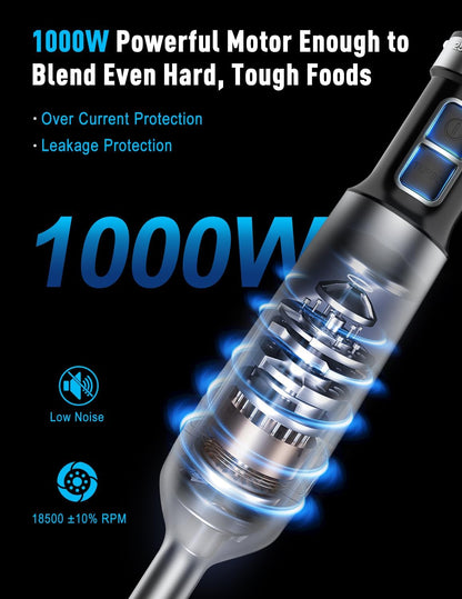 1000W Powerful Immersion Blender handheld, 2025 New Update Hand Blender with 25-Speed