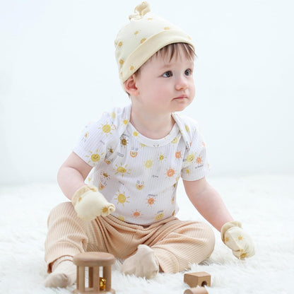 Baby Bodysuit 6 Pack Soft Mixed Ribbed Short Sleeve Romper Infant Boy Girl Clothes Set