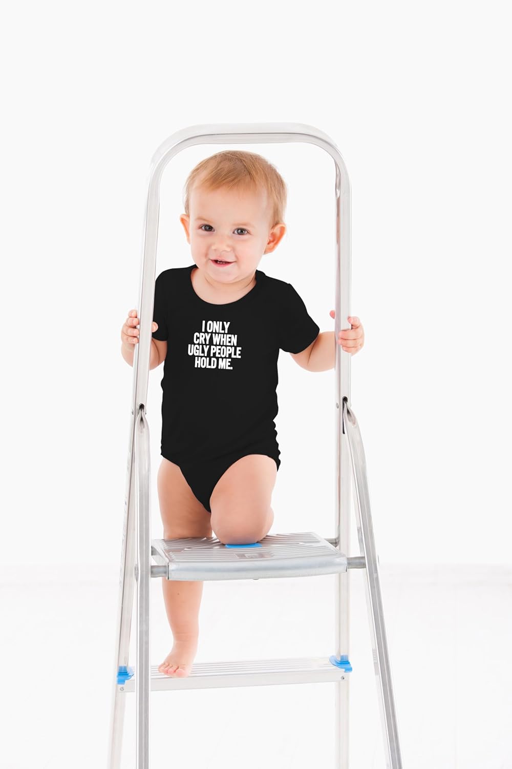 AW Fashions I Only Cry When Ugly People Hold Me Baby Bodysuit Funny Cute Baby Girl or Boy Outfit Romper