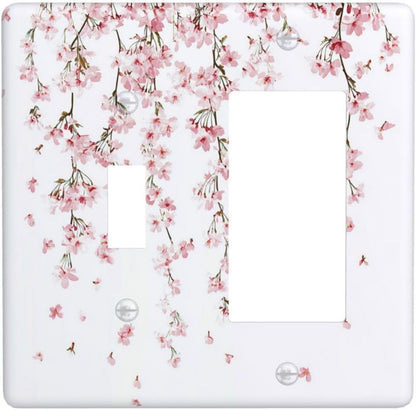 Outlet Covers Sakura Plant Floral Pink Flowers 1 Toggle 1 Rocker Combination Decorative Wall Plate
