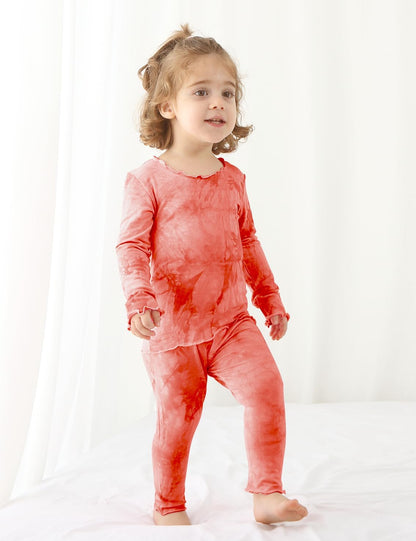 Jimonda Kids Soft Rayon From Bamboo Sleepwear Long Sleeve Boys Girls Pajama Outdoor 2-Piece tops&pant Casual sets Tie Dye PJ