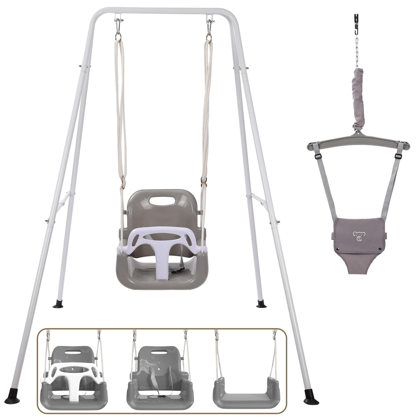 2 in 1 Toddler Swing ＆ Jumper, Swing Set for Indoor and Outdoor Use