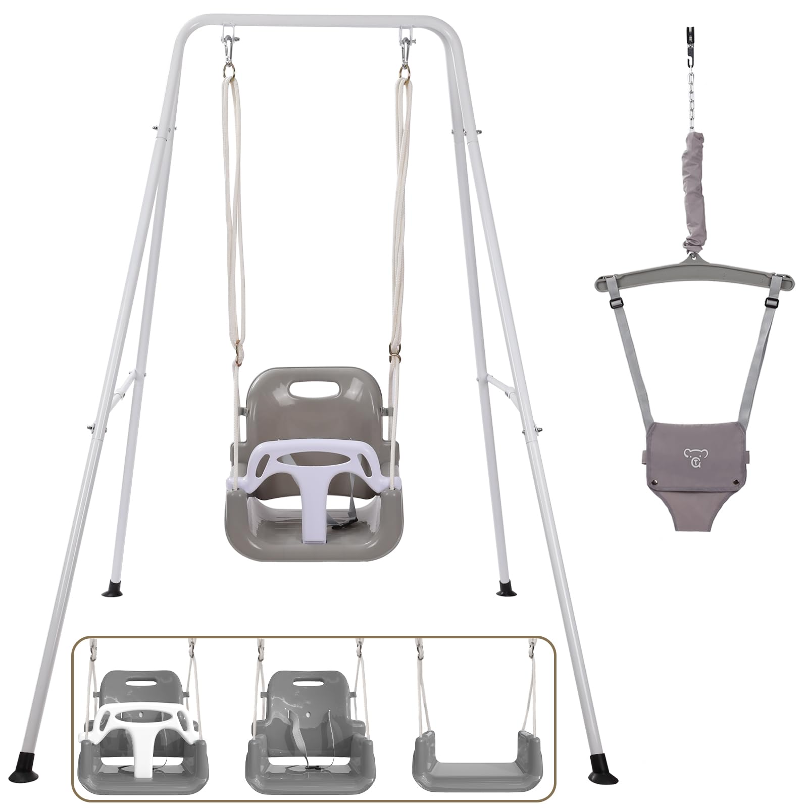 2 in 1 Toddler Swing ＆ Jumper, Swing Set for Indoor and Outdoor Use