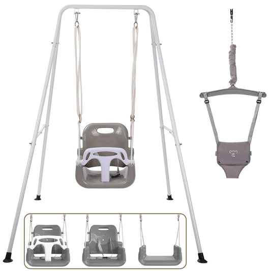 2 in 1 Toddler Swing ＆ Jumper, Swing Set for Indoor and Outdoor Use