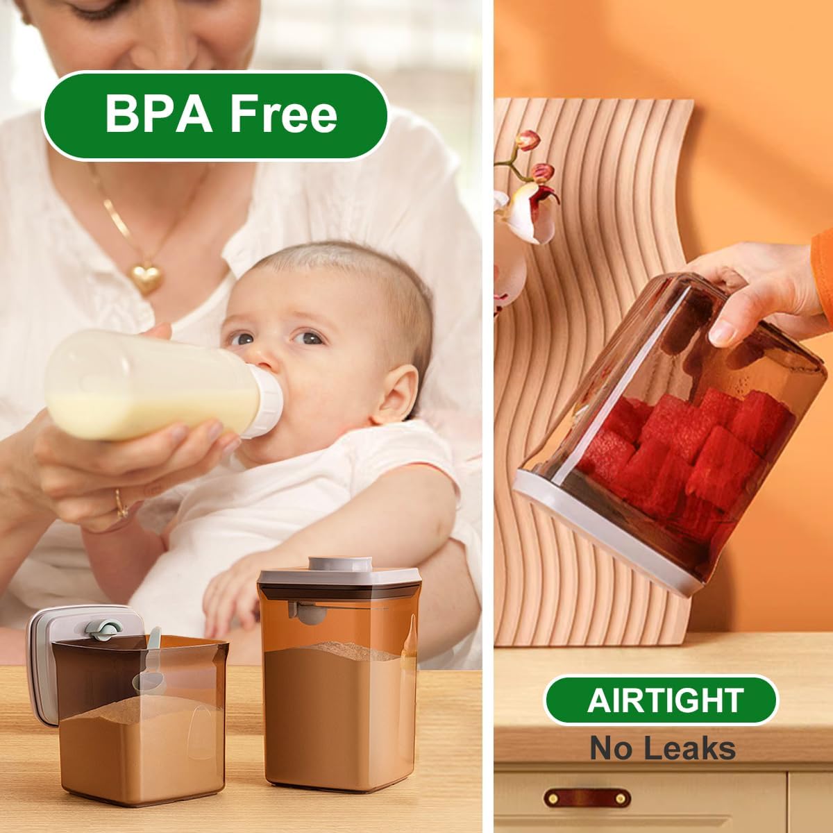 Formula Container, 1700Ml/730g Airtight Formula Dispenser, One Button Handy Pop Up Food Containers