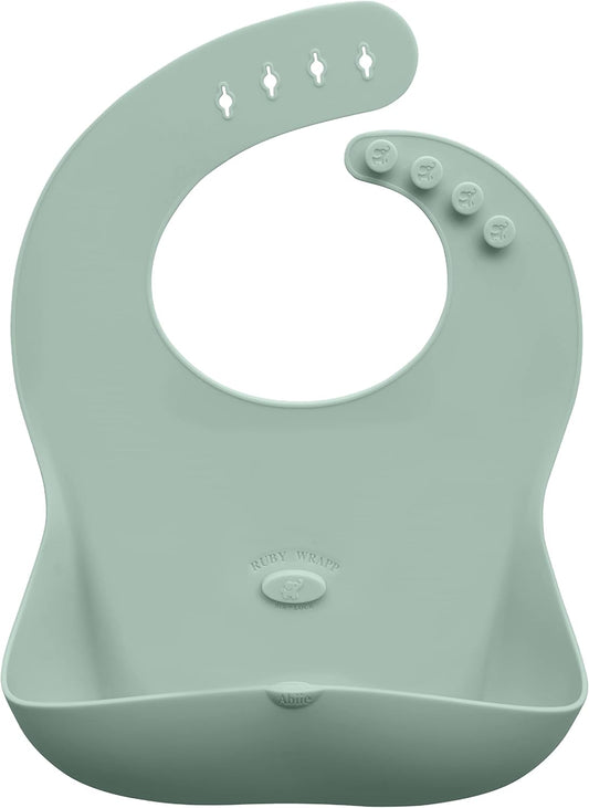 Abiie Ruby Wrapp Silicone Bibs for Babies with Front Pocket - Waterproof Bib - Stain Resistant