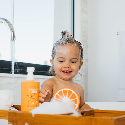 Dabble & Dollop Citrus Kiss Bundle, Natural Bubble Bath, Body Wash & Shampoo for Kids, USA-made