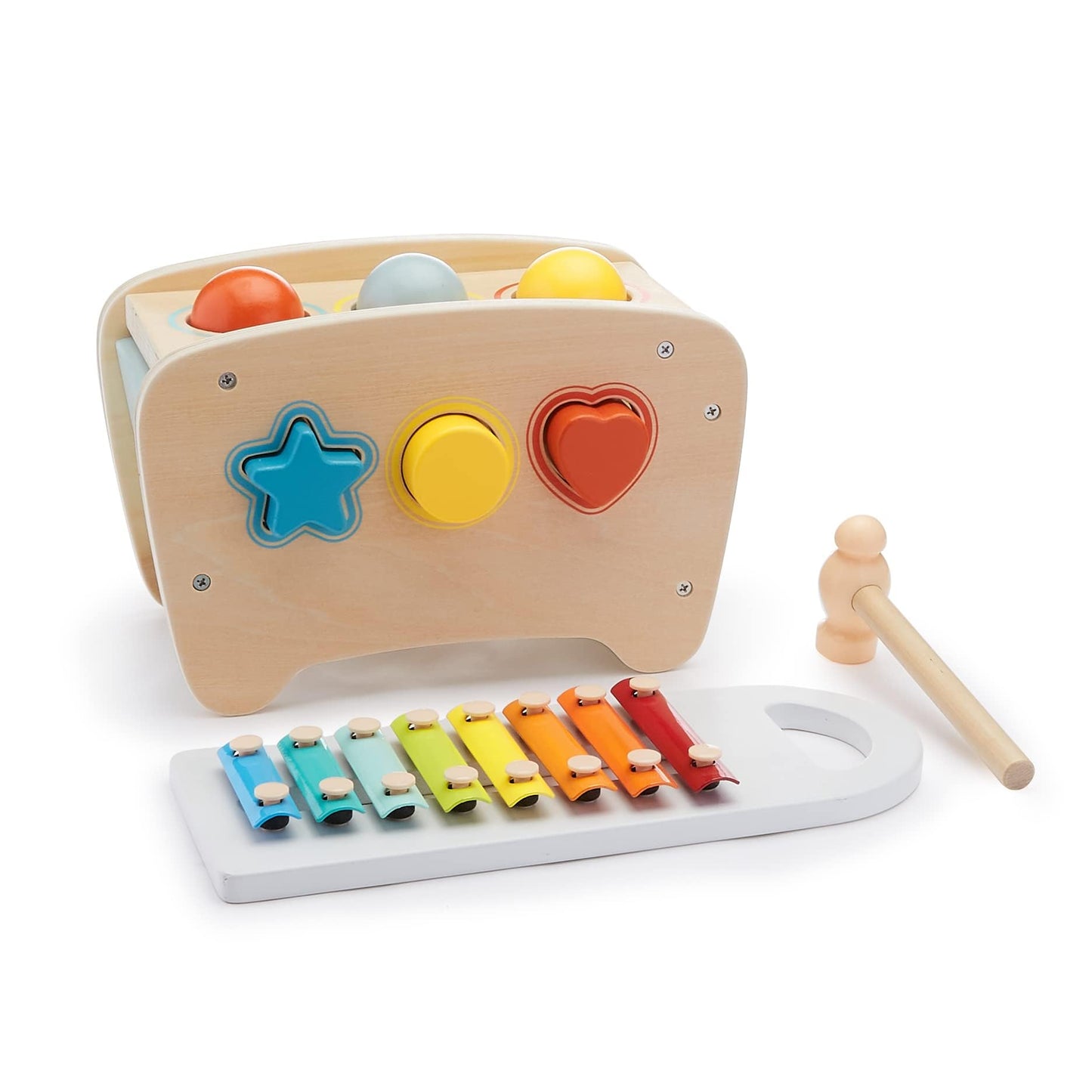 Amazon Basics Musical Pounding Bench With Xylophone and Shape Sorter Educational Toy for Toddlers