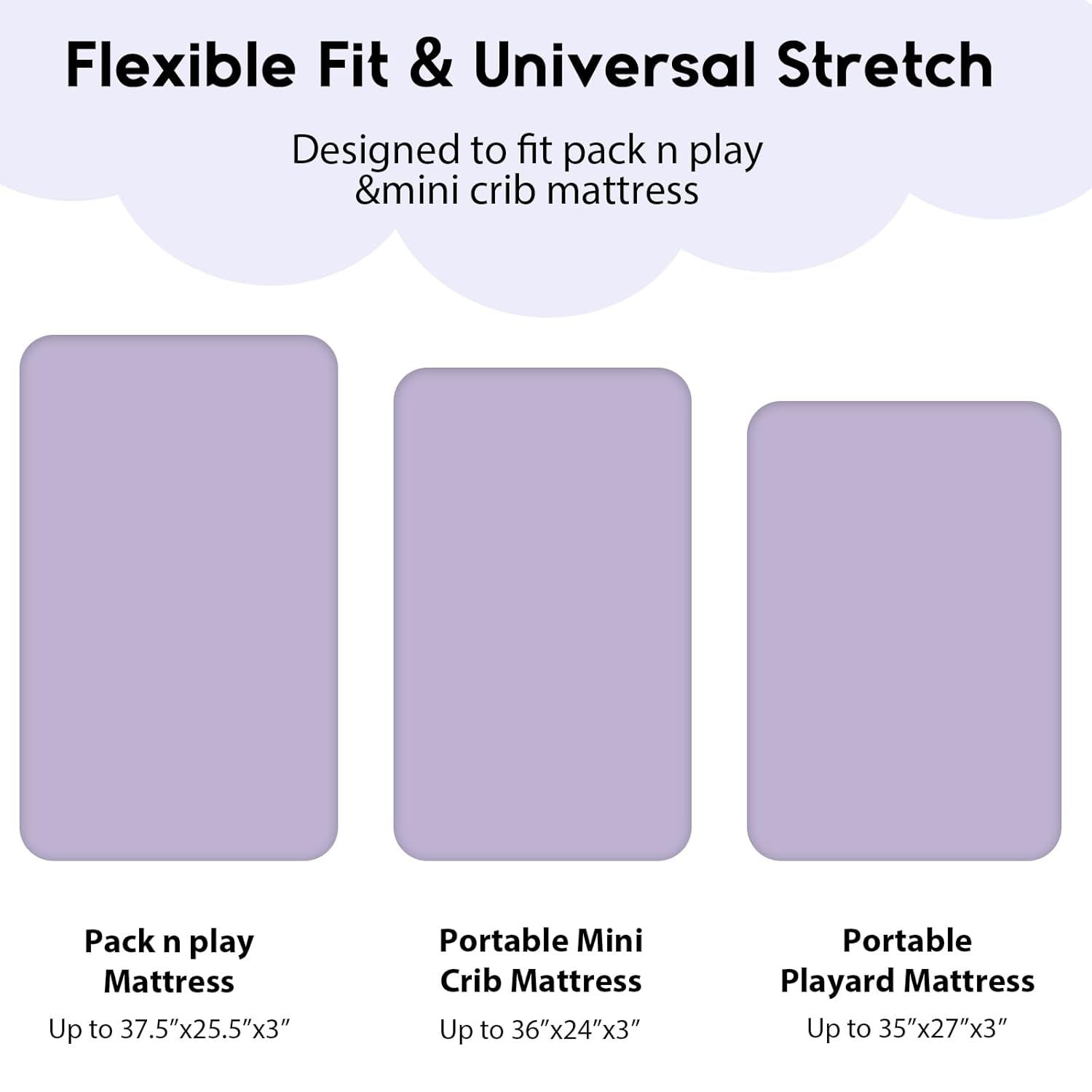 Yoofoss Pack and Play Sheets Fitted, Mini Crib Sheets 2-Pack for Pack N Play Mattress, Stretchy