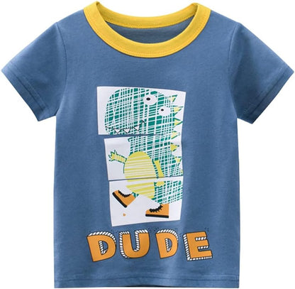 Boys' 4-Pack Excavator Short Sleeve Crewneck T-Shirts Top Tee Size 2-7 Years Toddler Boys' Value Pack Cotton T-Shirt