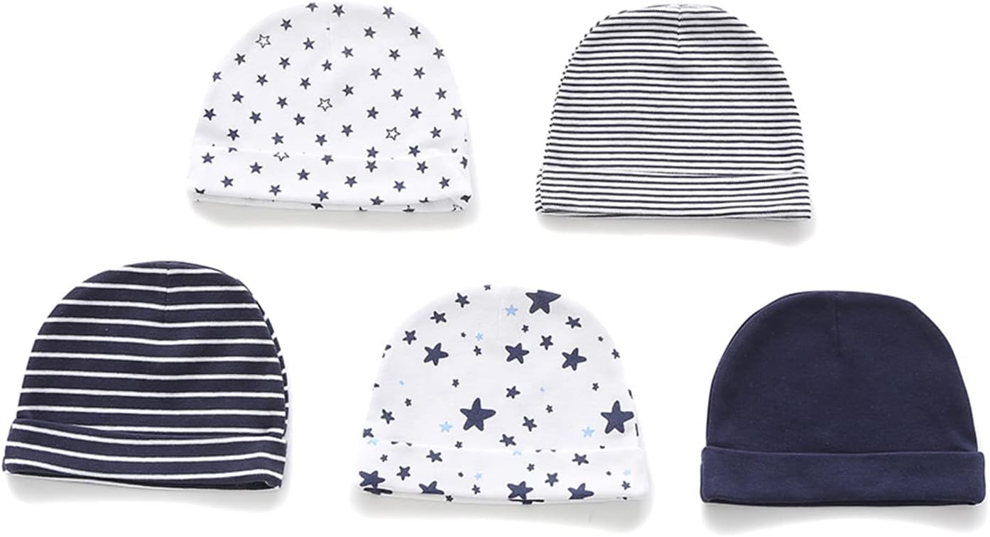 Baby Hat and Mittens Set Newborn Baby Hats Caps for Baby Boys Girls 0-6 Months 100% Cotton
