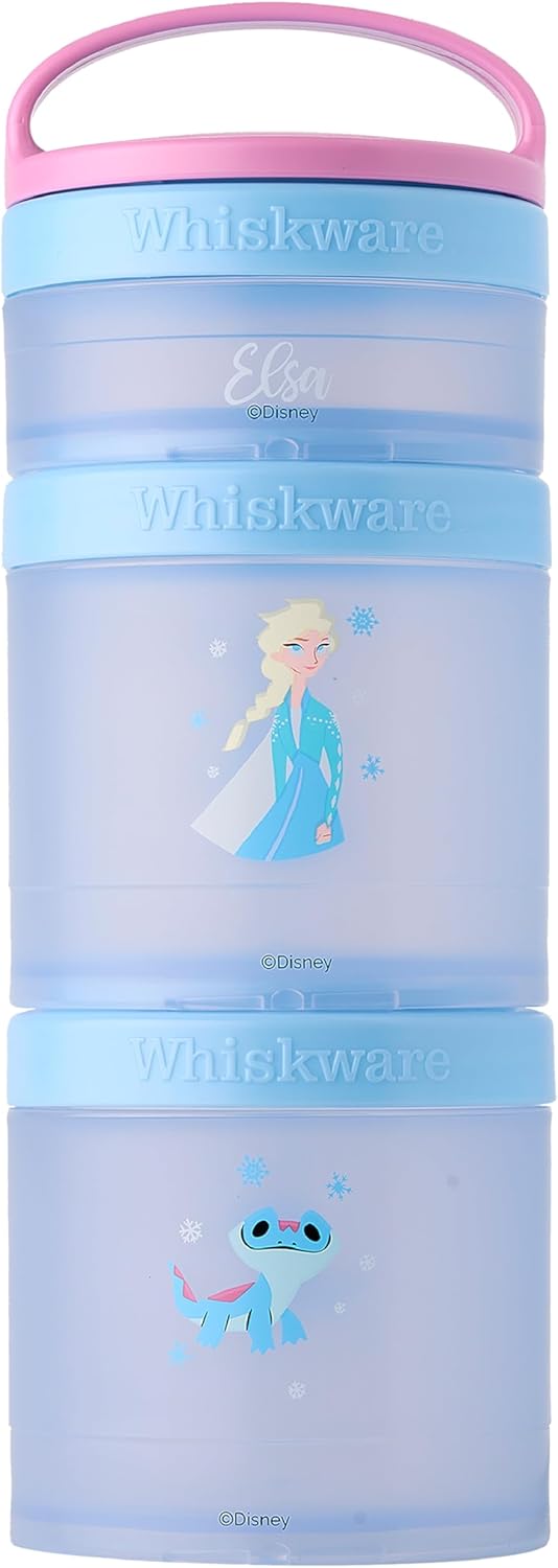 Whiskware Disney Princess Frozen, Stackable Snack Containers for Kids, 3 Stackable Snack Cups for