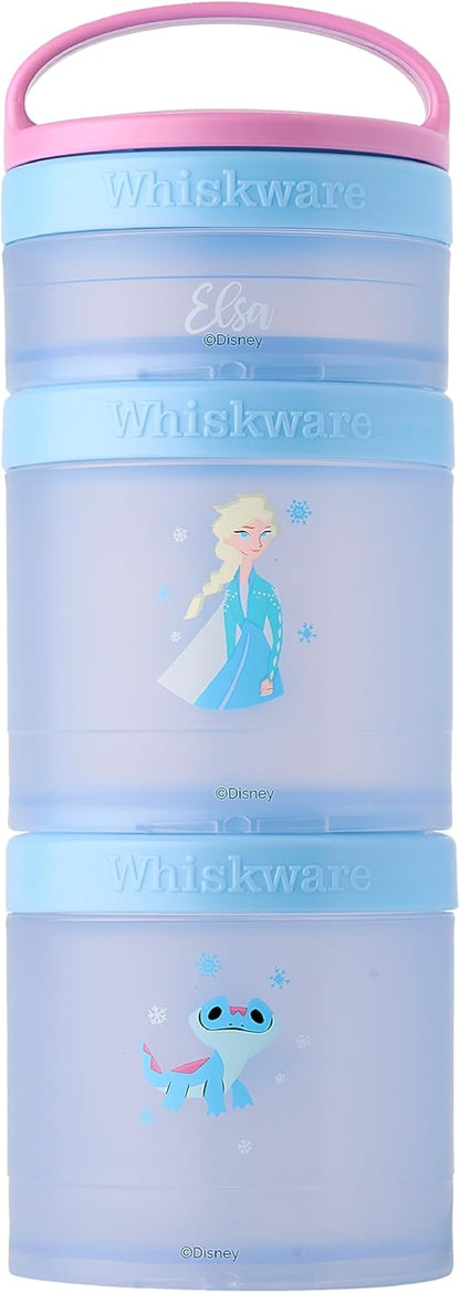 Whiskware Disney Princess Frozen, Stackable Snack Containers for Kids, 3 Stackable Snack Cups for