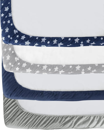 Crib Sheets for Boys or Girls 4 Pack, Fitted Crib Sheet for Standard Size Crib and Toddler