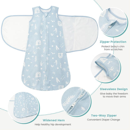 Baby Swaddle Sleep Sack 1.0 Tog 3-in-1 Cotton Baby Swaddle Blanket Wrap for Newborns 6-12 Months