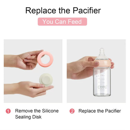 COMI Wide Neck Glass Breastmilk Collection n Storage Bottle, 6oz with Screw Ring Sealing Disk;
