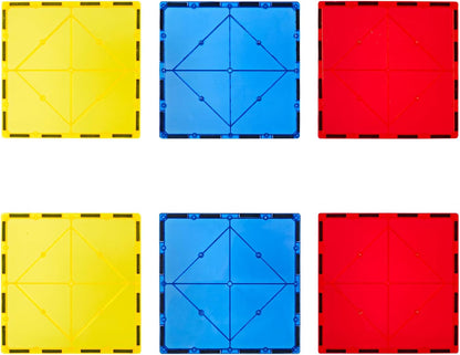 Gemmicc 6 PCS Large Magnetic Tiles,Jumbo Magnet Base Plates,STEM Magnetic Building Blocks for Kids Boys Girls