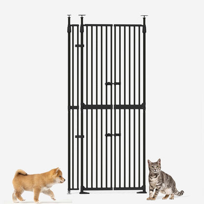 Glaf 74" Extra Tall Cat Gat, 30.31-38.19" Wide Adjustable Cat Door Pressure Mounted Pet Gate with Extra Narrow Gap Auto Close Dog Safety Gate for Doorways, Kitchen,Stairs