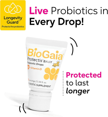 BioGaia Baby Probiotic Drops - Colic & Gas Relief + Vitamin D, 50-Day Supply, Safe for Newborns