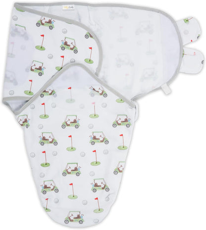 LollyBanks Baby Swaddles, 100% Organic Cotton Swaddles for Newborns Boys and Girls, 0-3 Months Swaddle Sacks with Easy Change Zipper, Swaddle Neutral Baby Registry (Golf Print)