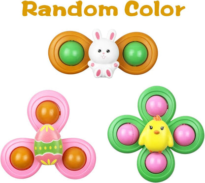 Jofan 3 Pack Easter Suction Cup Spinner Toys for Baby Toddlers Kids Easter Basket Stuffers Gifts Fillers Party Favors
