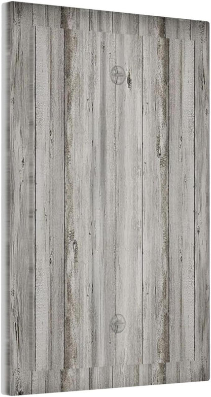 Light Switch Cover Plate Farmhouse Rustic Grey Barn Door Wood 1 Gang No Device Blank Electrical Wall Plates Faceplate Decorative Switch Plate for Bedroom Cabin Decor