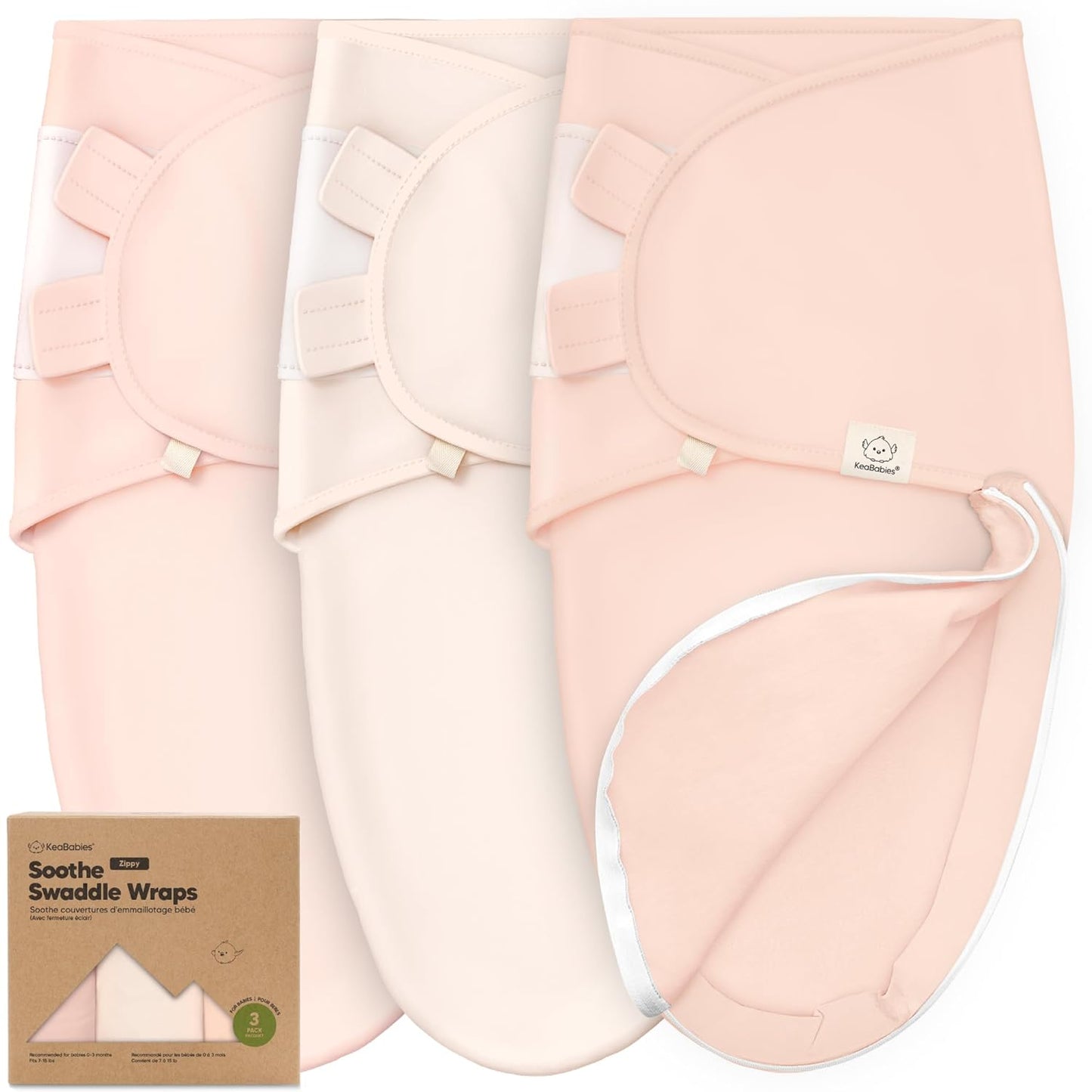 Baby Swaddle Sleep Sacks with Zipper - 3-Pack Swaddles for Newborns 0-3 Months, Infant, Baby Girls