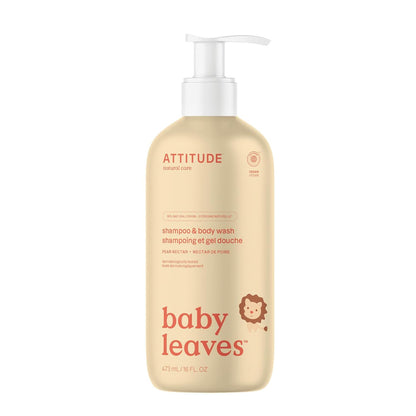 ATTITUDE 2-in-1 Shampoo and Body Wash for Baby, EWG Verified, Dermatologically Tested, Vegan, Pear