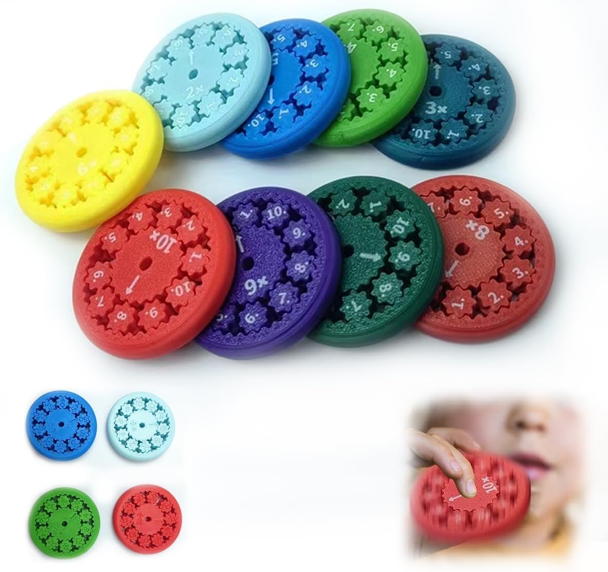 Math Fidget Spinners, Math Fact Fidget Spinners, Math Fidget Toy for Kids, Perfect for Learning Add Subtract Multiplication Division with The Math Spinners (Multiply Or Divide 9pcs)