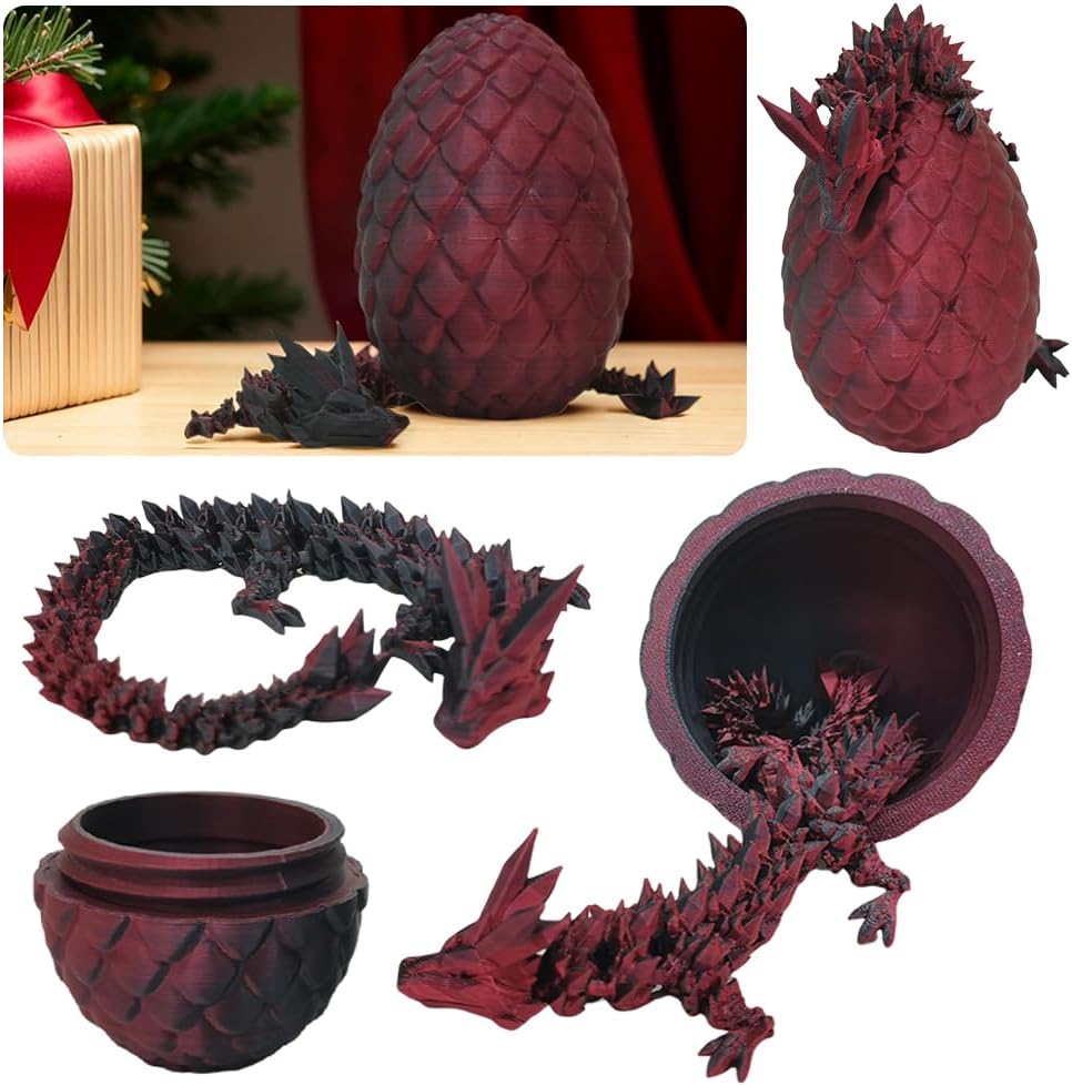 3D Printed Dragon Egg,Dragon Eggs with Dragon Inside,Crystal Dragon Fidget Toys,Full Articulated