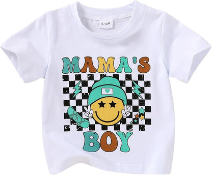 Happy Town Toddler Clothes Baby Boy Girl Smiley Face Shirt Short Sleeve T-Shirt Tee Summer Tops Outfits