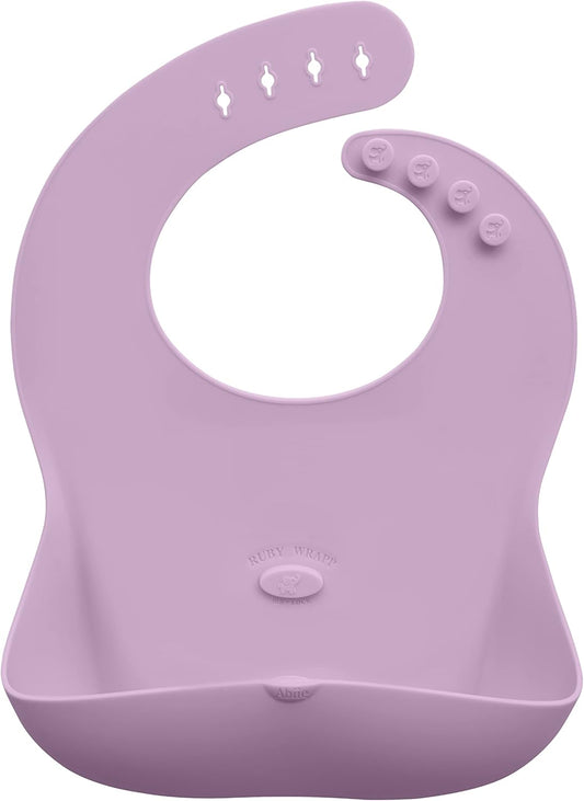 Abiie Ruby Wrapp Silicone Bibs for Babies with Front Pocket - Waterproof Bib - Stain Resistant