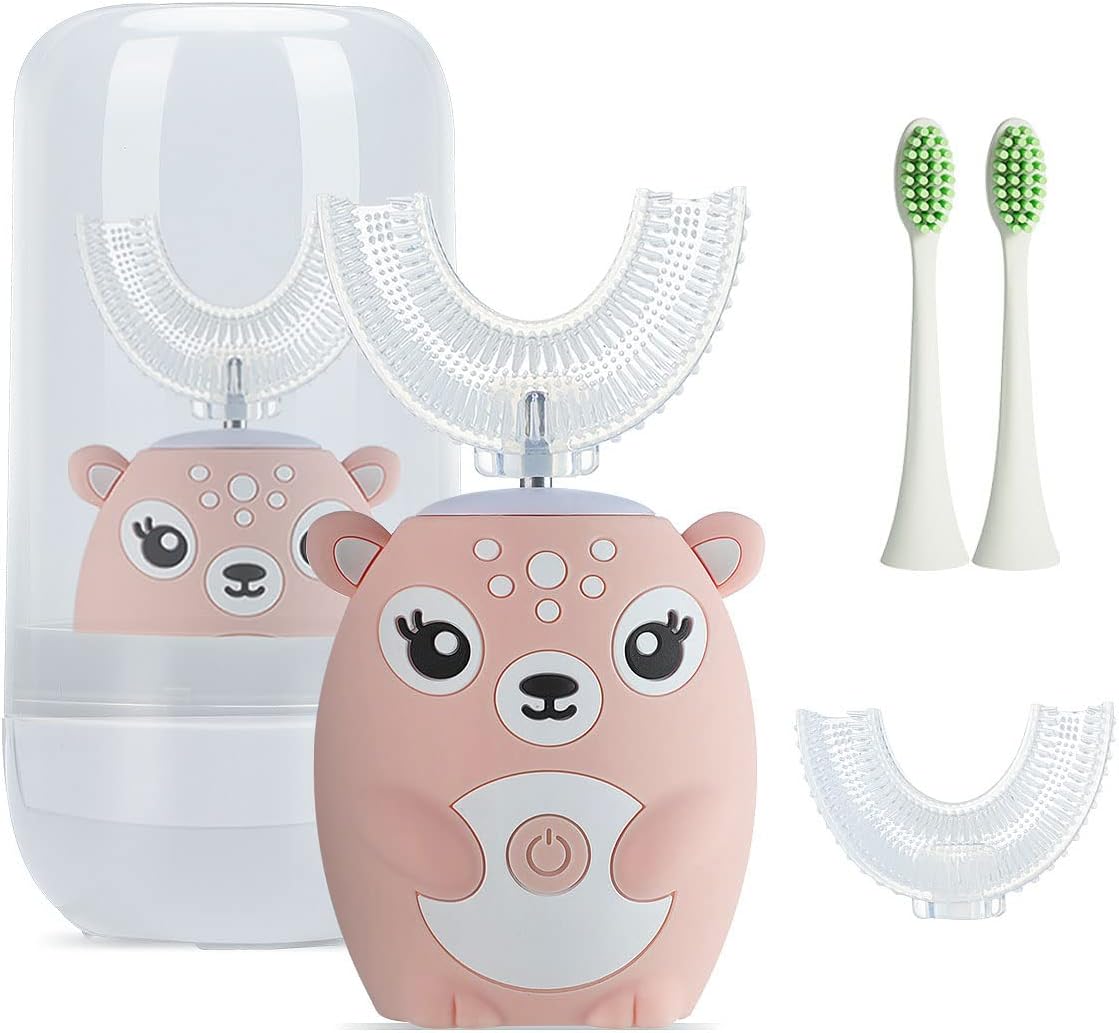 Kids Electric Toothbrushs U Shaped sonic Automatic Toothbrush with 4 Brush Heads, Six Cleaning