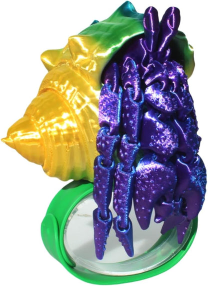 Cute Hermit Crab With Shell With Bracelets Fun Articulated Fidget Toy 3D Printed Desk Sculpture Basket Stuffers