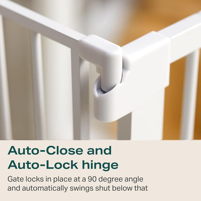 Cumbor 29.7-40.6" Baby Gate for Stairs, Mom's Choice Awards Winner-Dog Gate for Doorways, Pressure Mounted Self Closing Pet Gates for Dogs Indoor, Durable Safety Child Gate with Easy Walk Thru Door