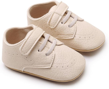 SOFMUO Baby Boys Girls High Top Ankle PU Leather Sneakers Soft Rubber Sole Infant Moccasins Newborn Oxford Loafers Anti-Slip Toddler Wedding Uniform Dress Shoes