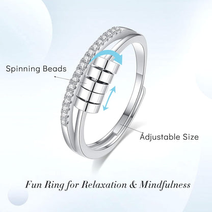 INFUSEU Funny Spinner Fidget Rings for Women Girls Anti Anxiety Stress Worry, Adjustable Size