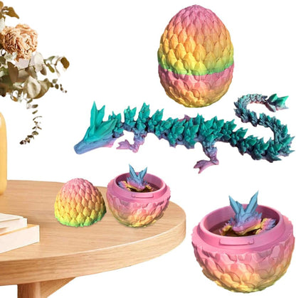 3D Printed Dragon Egg, Mystery Crystal Dragon Egg Fidget Toys Surprise, Easter Eggs Articulated Crystal Dragon Eggs With Dragon Inside (Colorful)