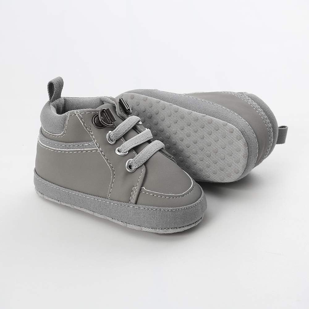 SOFMUO Baby Boys Girls High Top Ankle PU Leather Sneakers Soft Rubber Sole Infant Moccasins Newborn Oxford Loafers Anti-Slip Toddler Wedding Uniform Dress Shoes