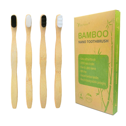 EasyHonor Extra Soft Toothbrush, Natural Bamboo Toothbrush with Micro Fur Ultra Soft 20,000