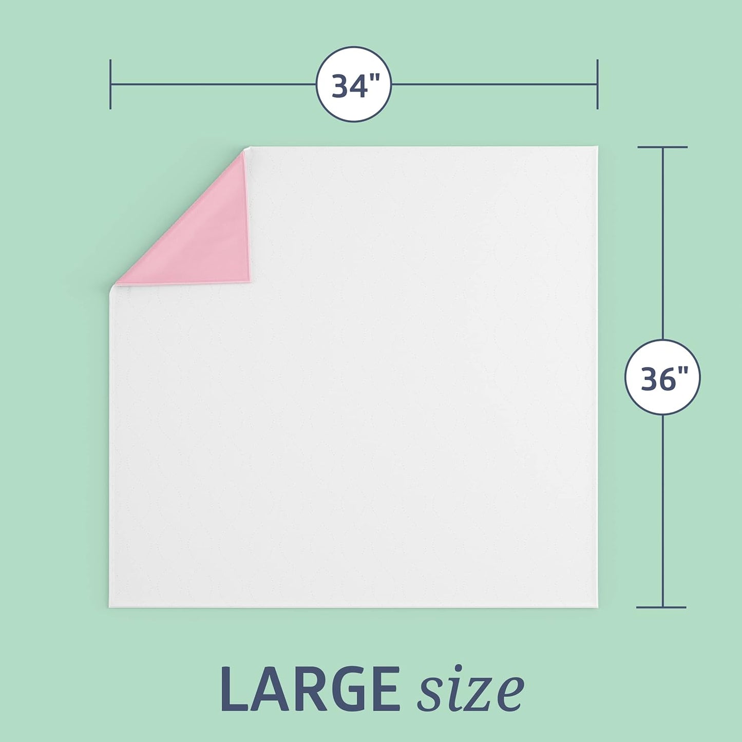Medline Washable Bed Pads for Incontinence, Large 34 x 36 inch Reusable Underpads, 4 Pack, Pee Pads