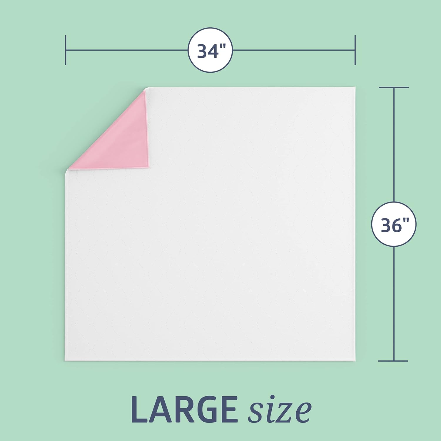 Medline Washable Bed Pads for Incontinence, Large 34 x 36 inch Reusable Underpads, 4 Pack, Pee Pads