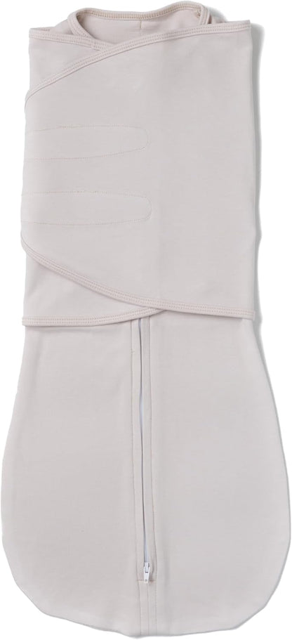 LullaBaby "Double Dream Swaddle: Exclusive Dual Wing Design, Pediatrician-Endorsed, Ultra-Soft Cotton, 0-2 Months, 6-14 lbs - White Sand